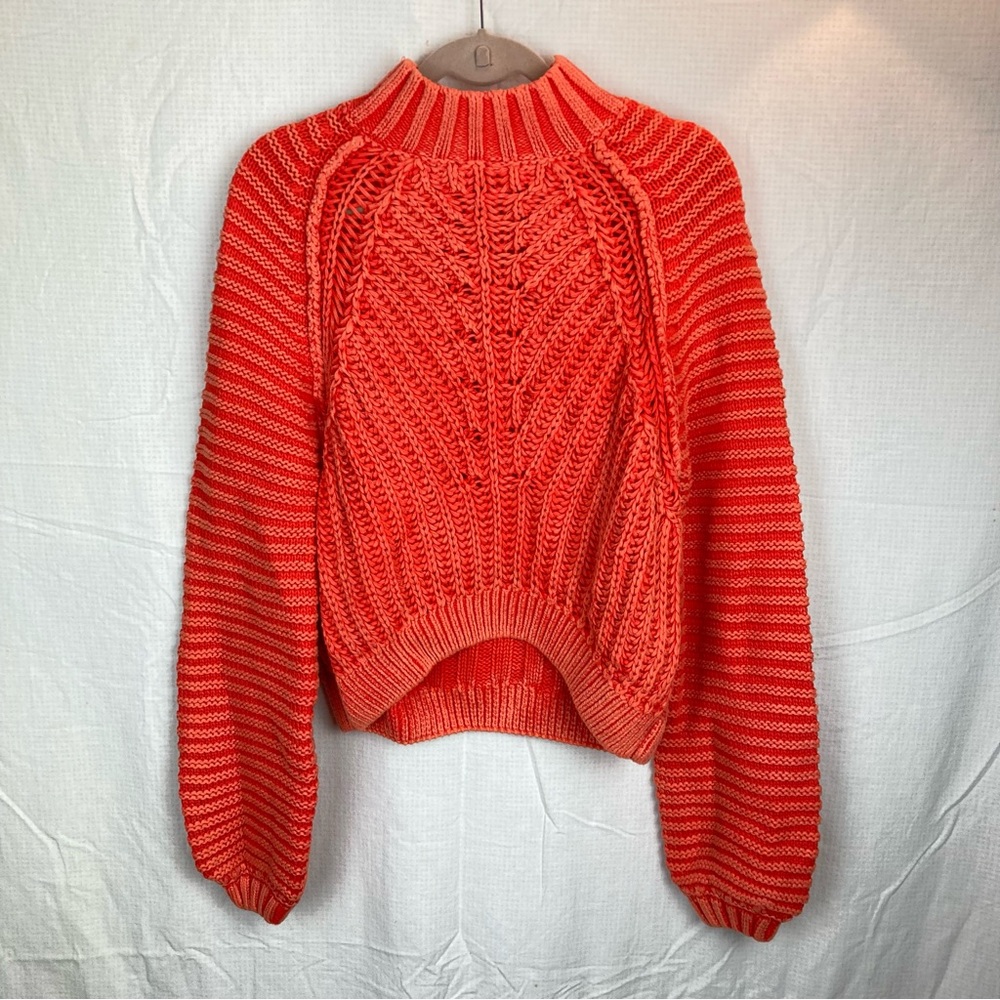 Free People Sweetheart Sweater Bright Orange S